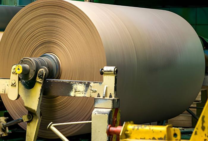 Paper roll at a manufacturing facility